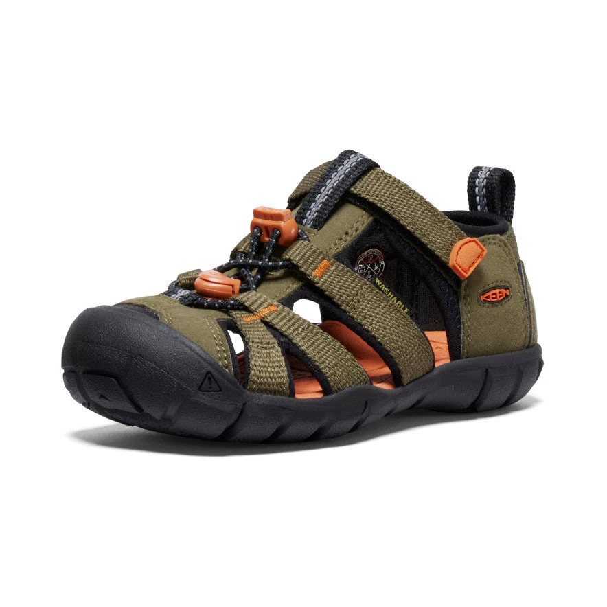 Keen Little Kids' Seacamp II CNX | Dark Olive/Gold Flame 5 Keen Little Kids' Seacamp II CNX | Dark Olive/Gold Flame - Image 3
